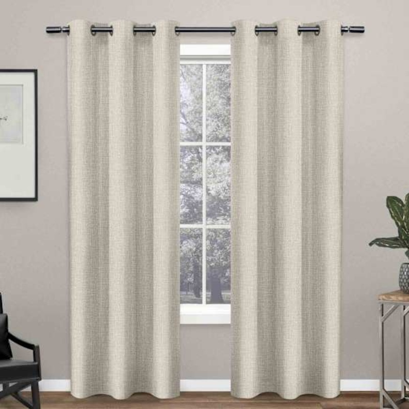 Crossweave Linen Light Filtering Grommet Curtain Panel, 84″