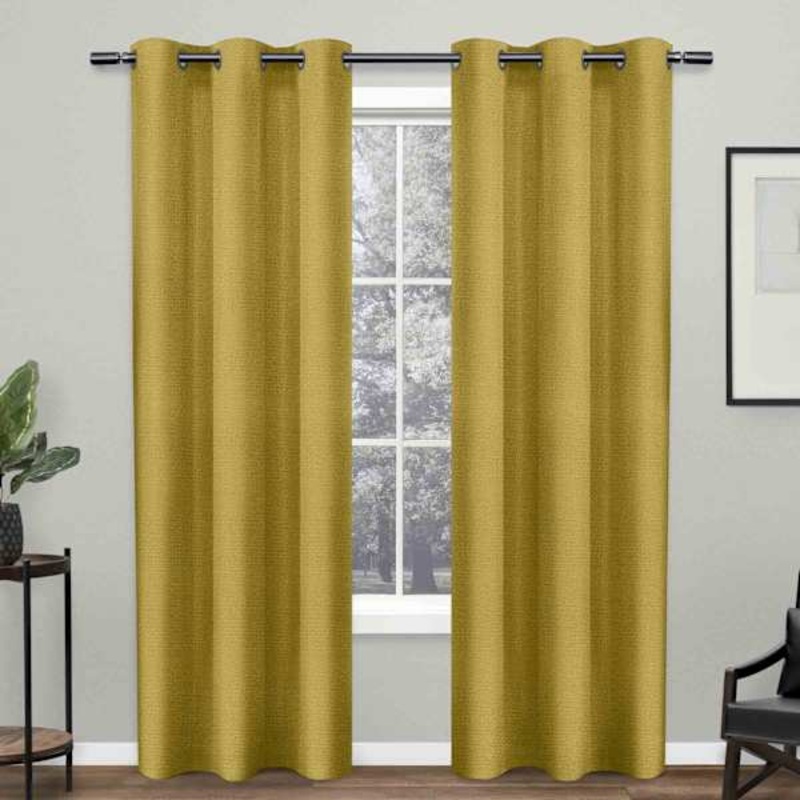 Curry Basket Weave Light Filtering Grommet Curtain Panel, 96″
