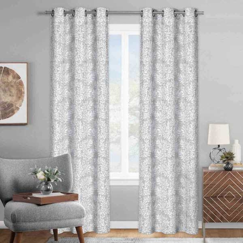 Dark Grey Ivy Leaf Light Filtering Curtain Panel, 84″