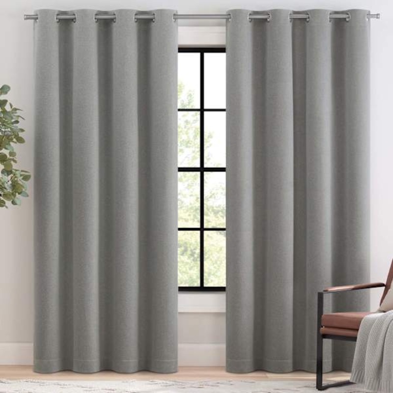 Grey Eclipse Whalen Blackout & Draft Grommet Single Curtain Panel, 84″