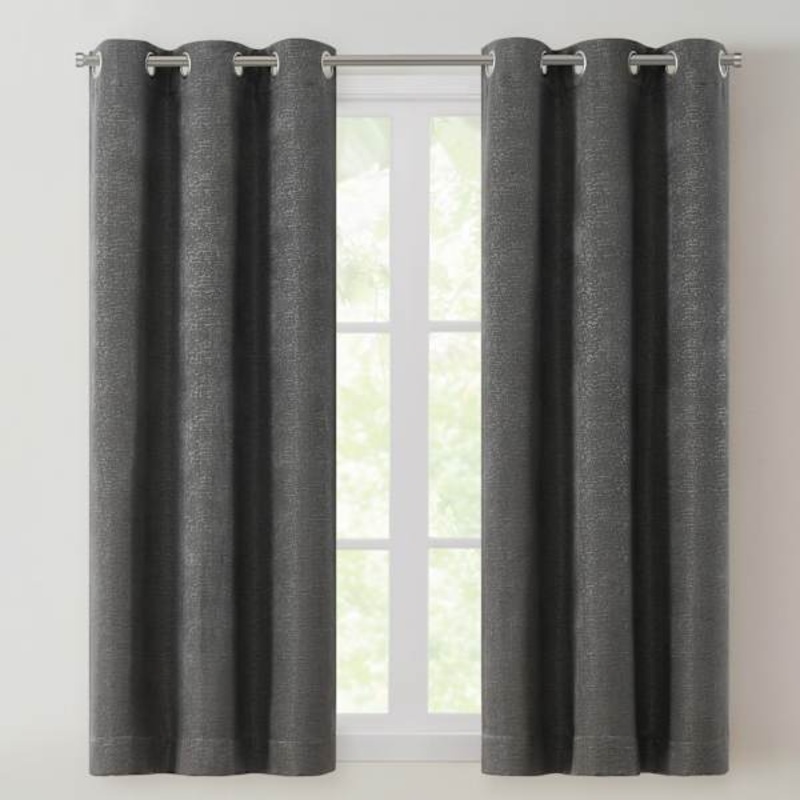 Lennon Black Grommet Blackout Curtain Panel, 63″