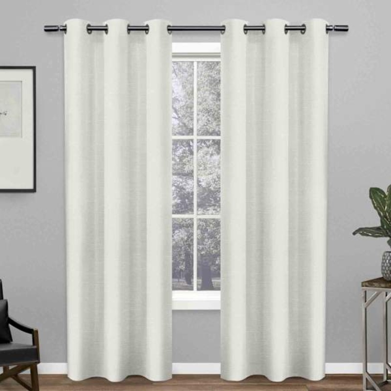 Lennon White Woven Blackout Grommet Curtain Panel, 96″