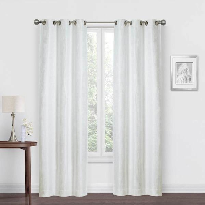 Morisson White Blackout Grommet Curtain Panel, 63″