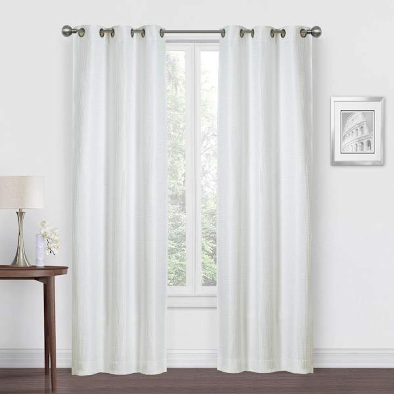 Morisson White Blackout Grommet Curtain Panel, 84″