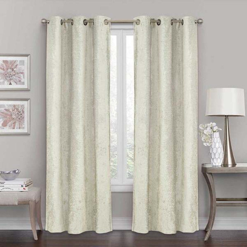 Natural Chenille Blackout Grommet Curtain Panel, 84″