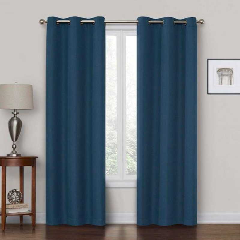 Rockwell Navy Blackout Grommet Curtain Panel, 84″