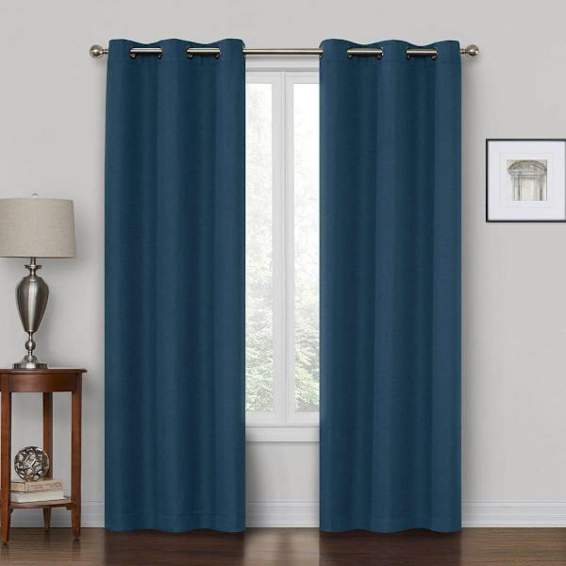 Rockwell Navy Blue Blackout Grommet Curtain Panel, 63″
