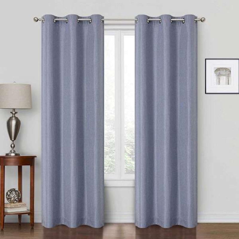 Rockwell Solid Blue Blackout Grommet Curtain Panel, 84″