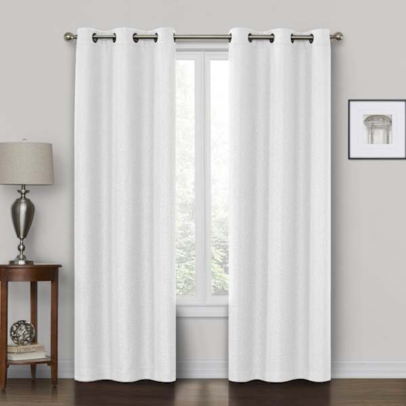 Rockwell White Blackout Grommet Curtain Panel, 63″