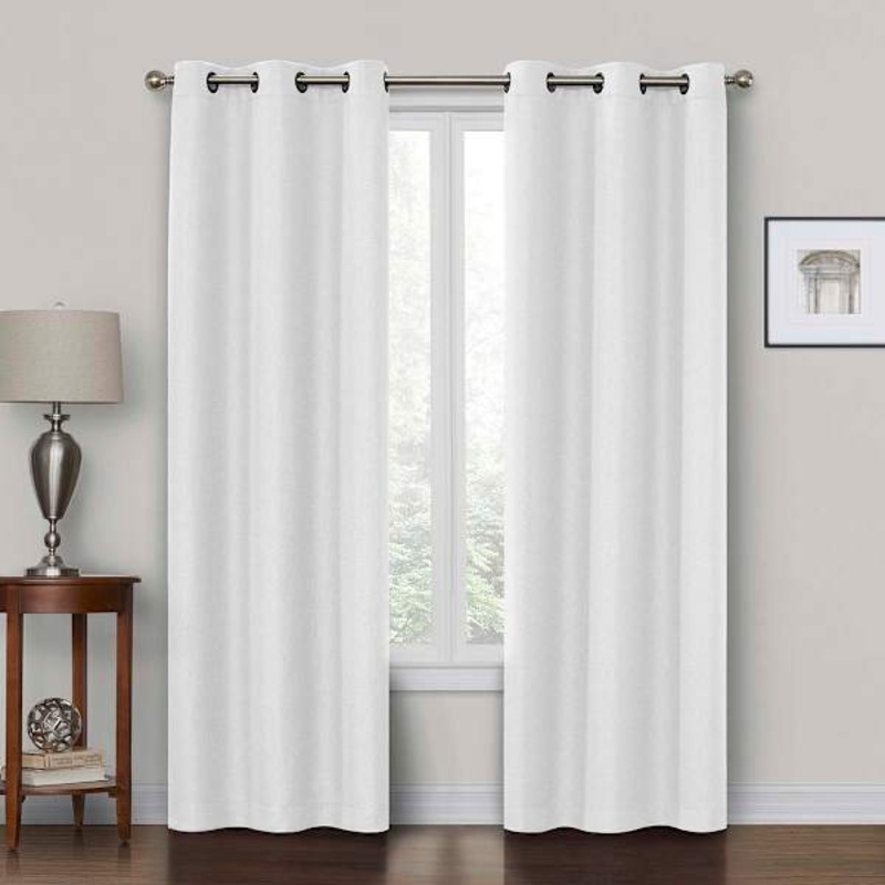 Rockwell White Blackout Grommet Curtain Panel, 84″