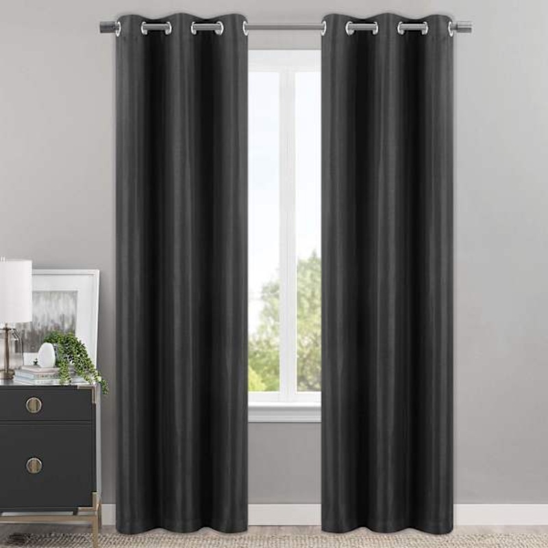 Sedgwick Black Blackout Curtain Panel, 95″