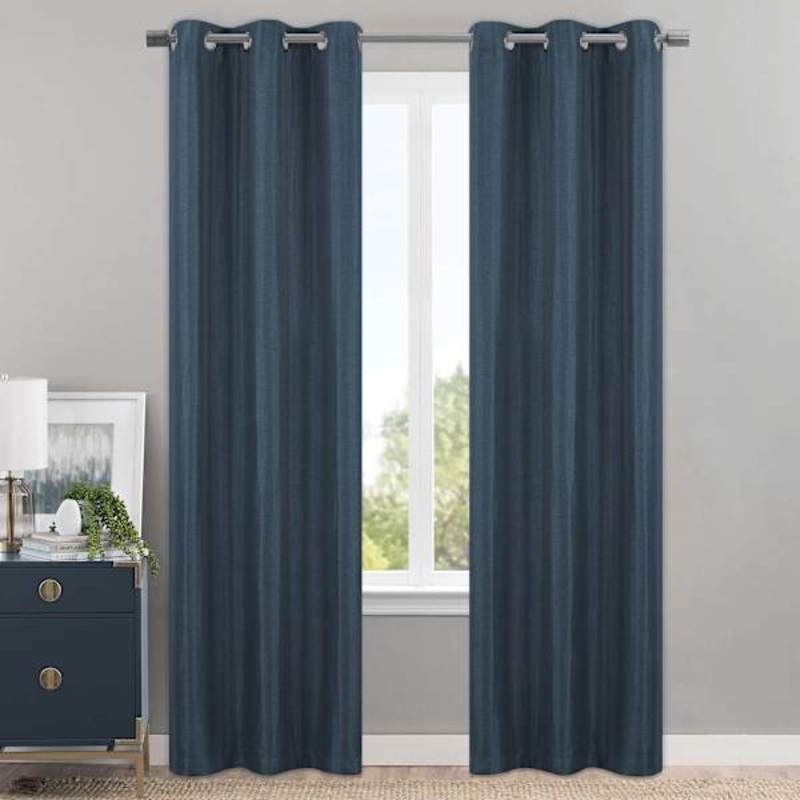 Sedgwick Navy Blue Blackout Curtain Panel, 84″