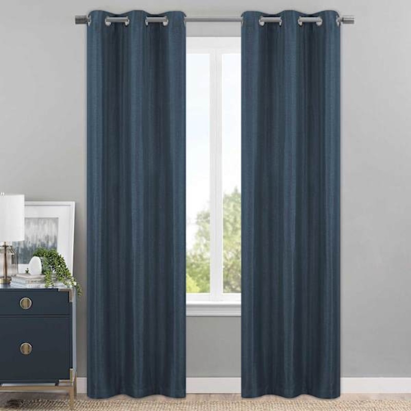 Sedgwick Navy Blue Blackout Curtain Panel, 95″