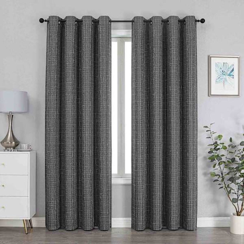 Sun Shield Charcoal Blackout Grommet Curtain Panel, 84″