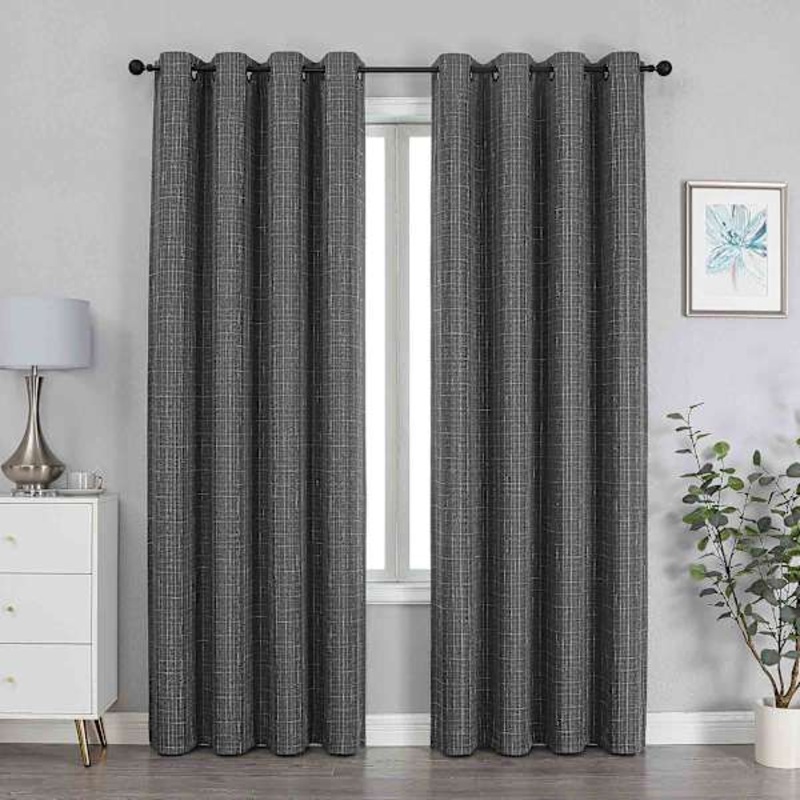 Sun Shield Charcoal Blackout Grommet Curtain Panel, 95″