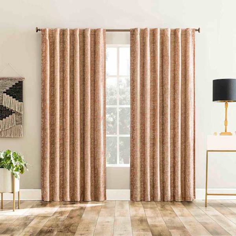 Sun Zero Apricot Extreme Blackout Curtain Panel, 84″