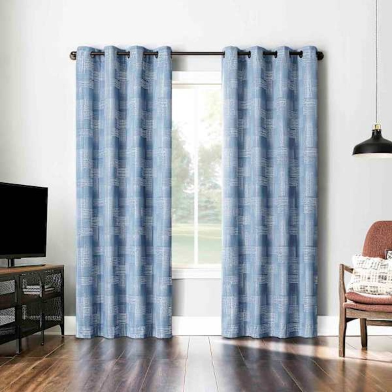 Sun Zero Blue Extreme Blackout Grommet Curtain Panel, 84″