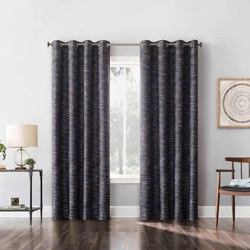 Sun Zero Coal Extreme Blackout Grommet Curtain Panel, 84″