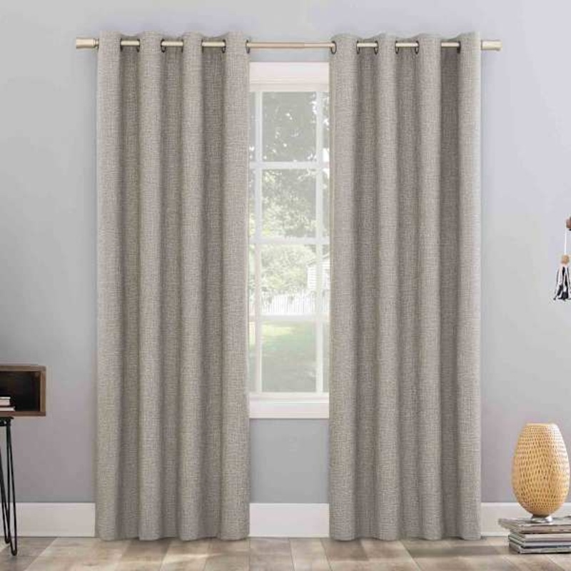 Sun Zero Grey Blackout Grommet Curtain Panel, 84″