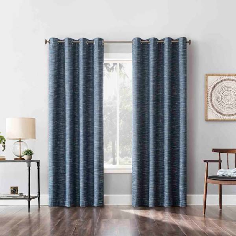 Sun Zero Indigo Extreme Blackout Grommet Curtain Panel, 84″