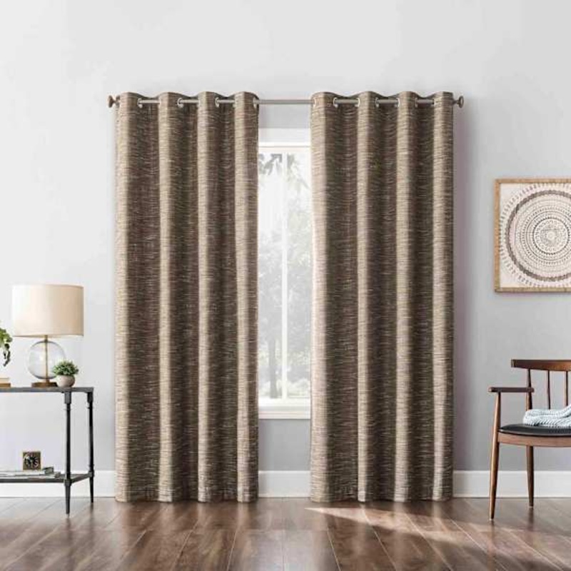 Sun Zero Mocha Extreme Blackout Grommet Curtain Panel, 84″