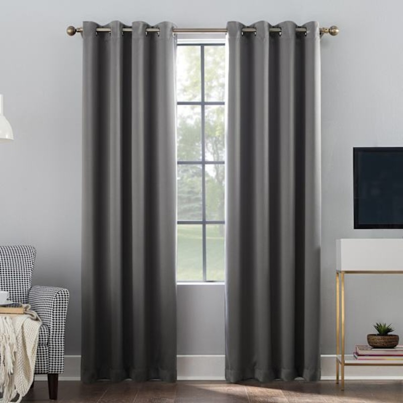 Sun Zero Oslo Grey Blackout Grommet Curtain Panel, 84″