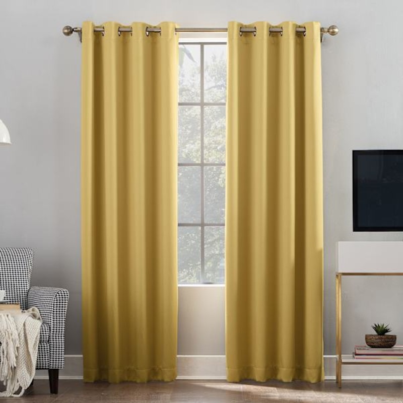 Sun Zero Oslo Yellow Blackout Grommet Curtain Panel, 84″