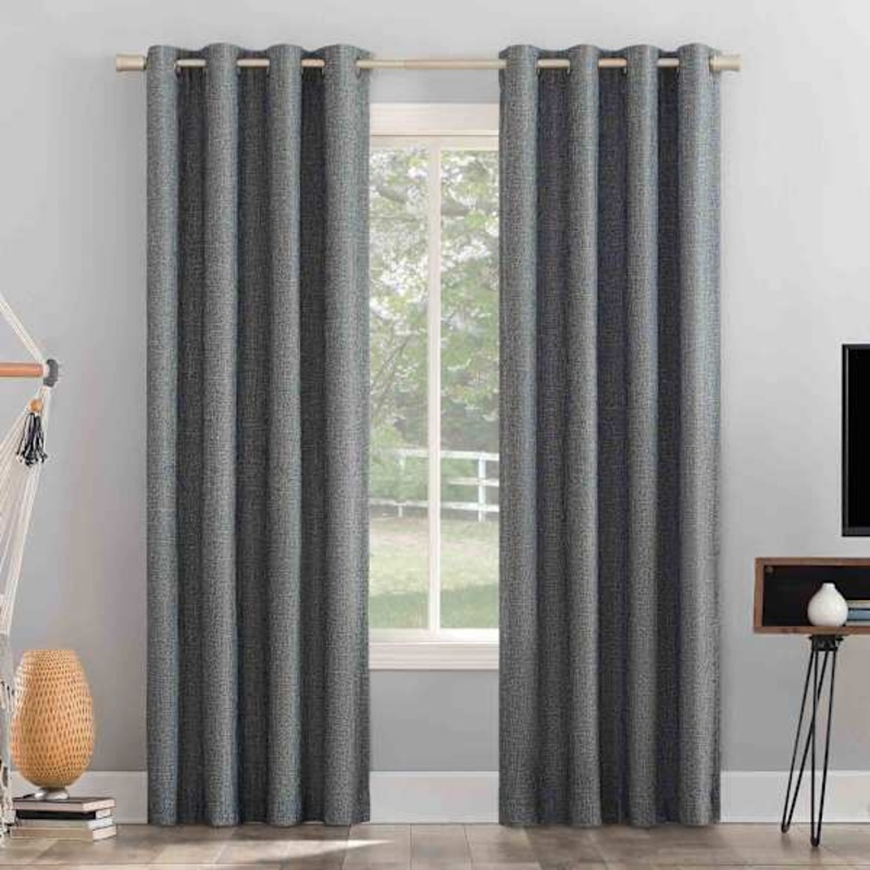 Sun Zero Pacey Navy Blackout Grommet Curtain Panel, 84″
