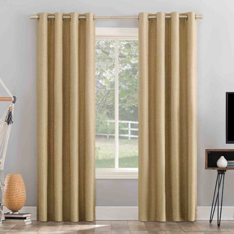 Sun Zero Pacey Yellow Blackout Grommet Curtain Panel, 84″