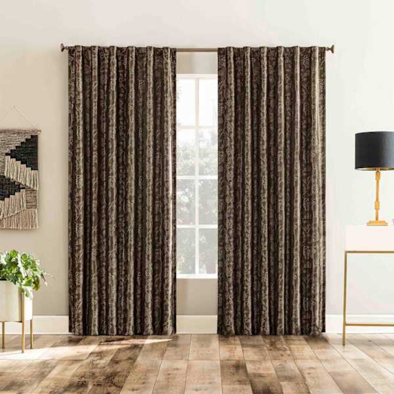 Sun Zero Quinn Brown Extreme Blackout Curtain Panel, 84″