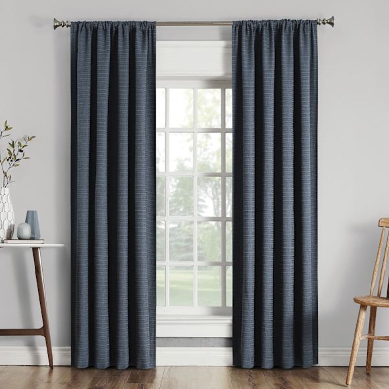 Sun Zero Soraya Navy Thermal Lining Blackout Curtain Panel, 84″