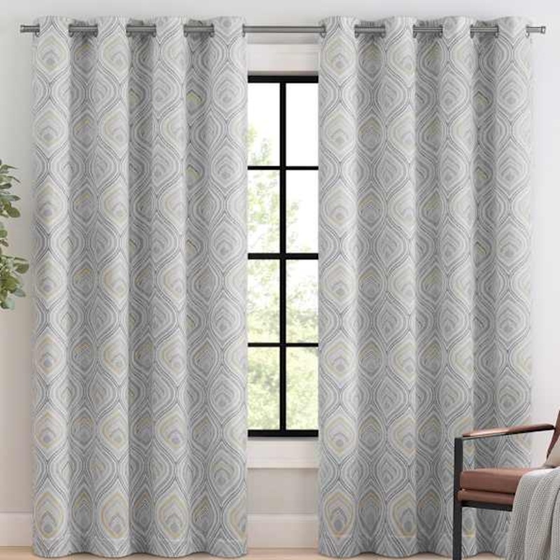 Yellow & Grey Eclipse Kaver Blackout Single Curtain Panel, 84″