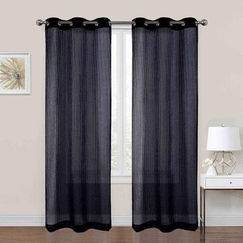2-Pack Black Crushed Sheer Grommet Curtain Panels, 84″