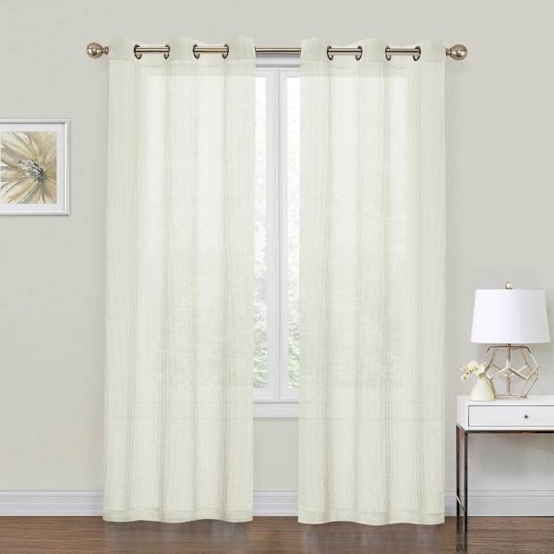 2-Pack Ivory Crushed Sheer Grommet Curtain Panels, 84″