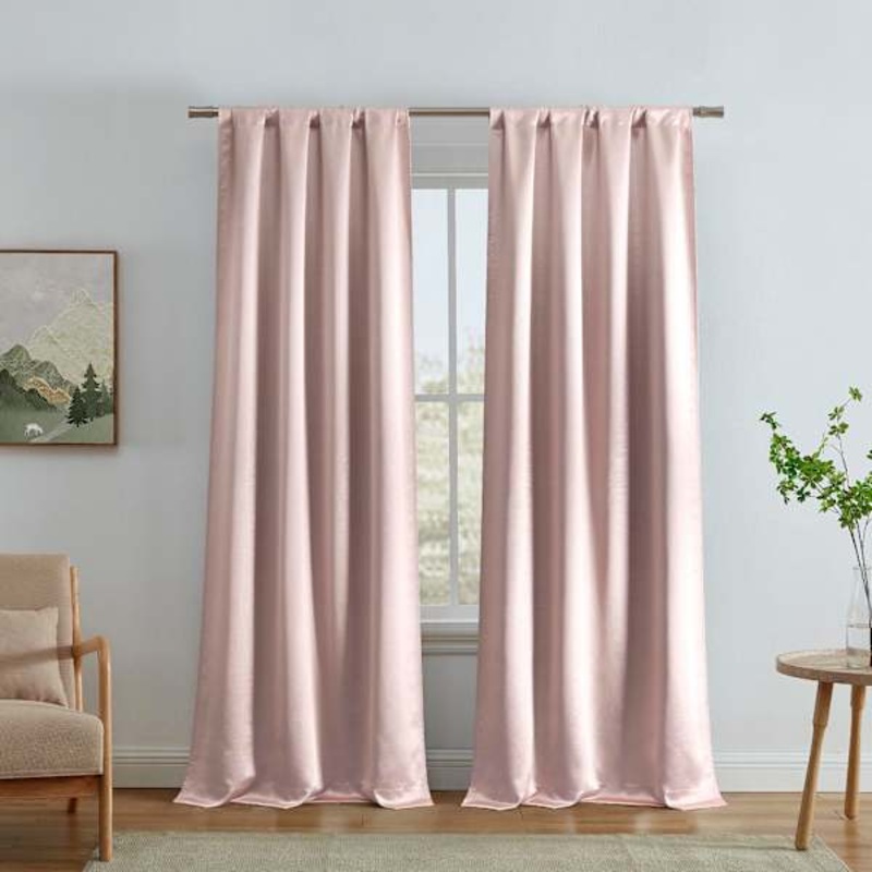 Alyssa Blush Thermal Weave Room Darkening Curtain Panel, 84″