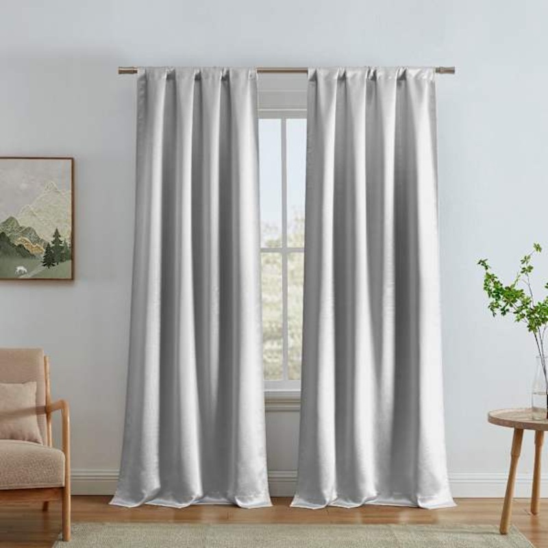 Alyssa Light Grey Thermal Weave Room Darkening Curtain Panel, 84″