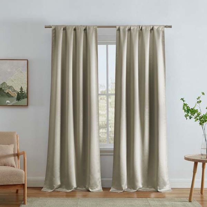 Alyssa Taupe Thermal Weave Room Darkening Curtain Panel, 84″