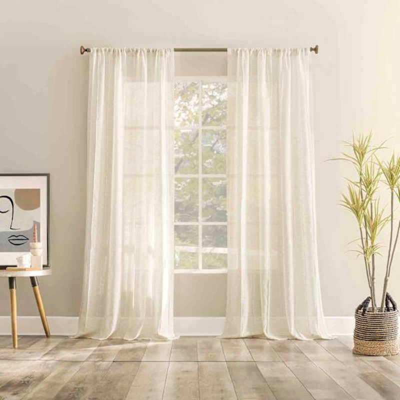 Ayanna Natural Sheer Rod Pocket Curtain Panel, 84″