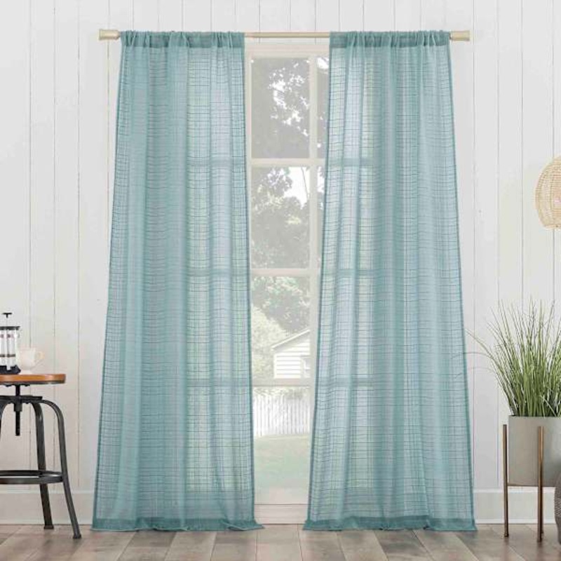 Bayside Blue Rod Pocket Curtain Panel, 84″