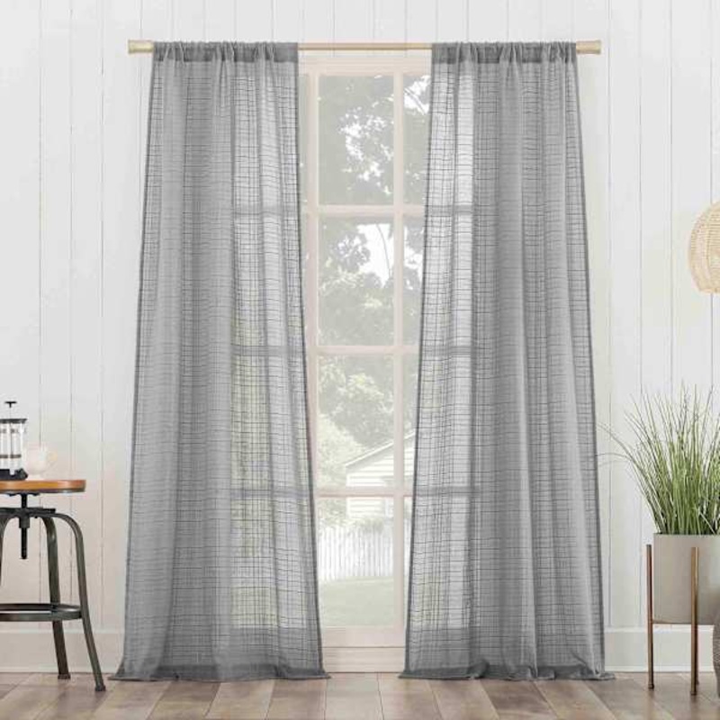 Bayside Grey Rod Pocket Curtain Panel, 84″