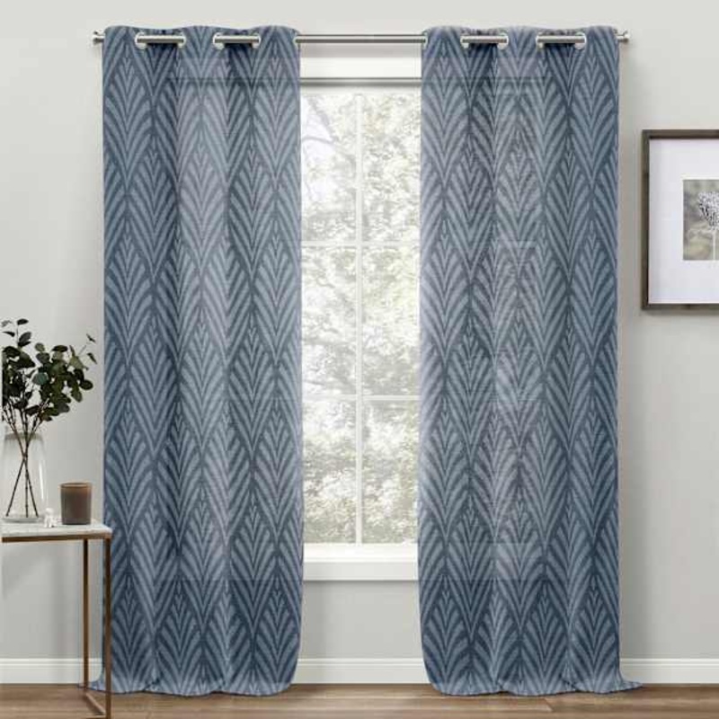 Blue Sheer Curtain Panel, 84″