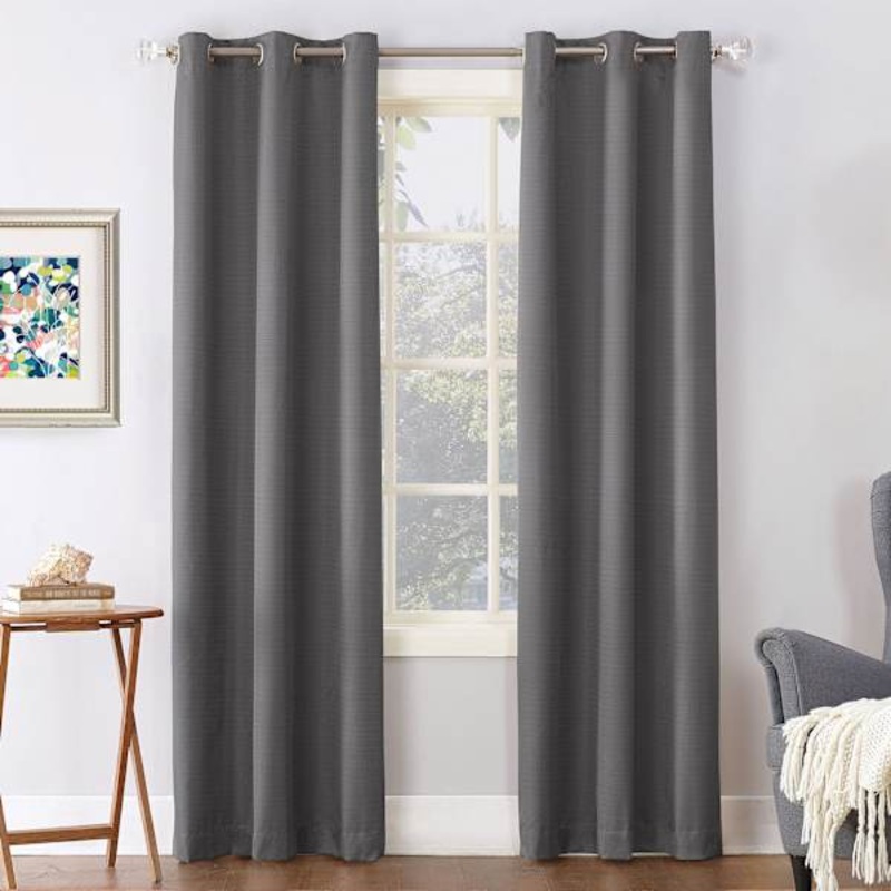 Charcoal Grey Thermal Room Darkening Grommet Curtain Panel, 84″