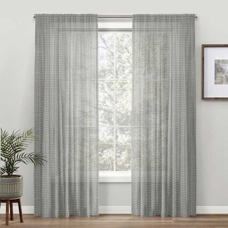 Claremore Grey Sheer Curtain Panel, 84″