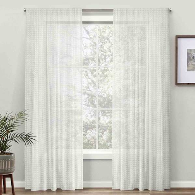 Claremore White Sheer Curtain Panel, 84″