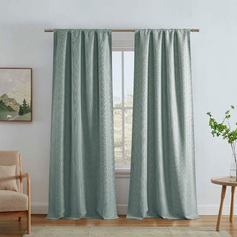 Eastwood Aqua Thermal Weave Room Darkening Curtain Panel, 84″