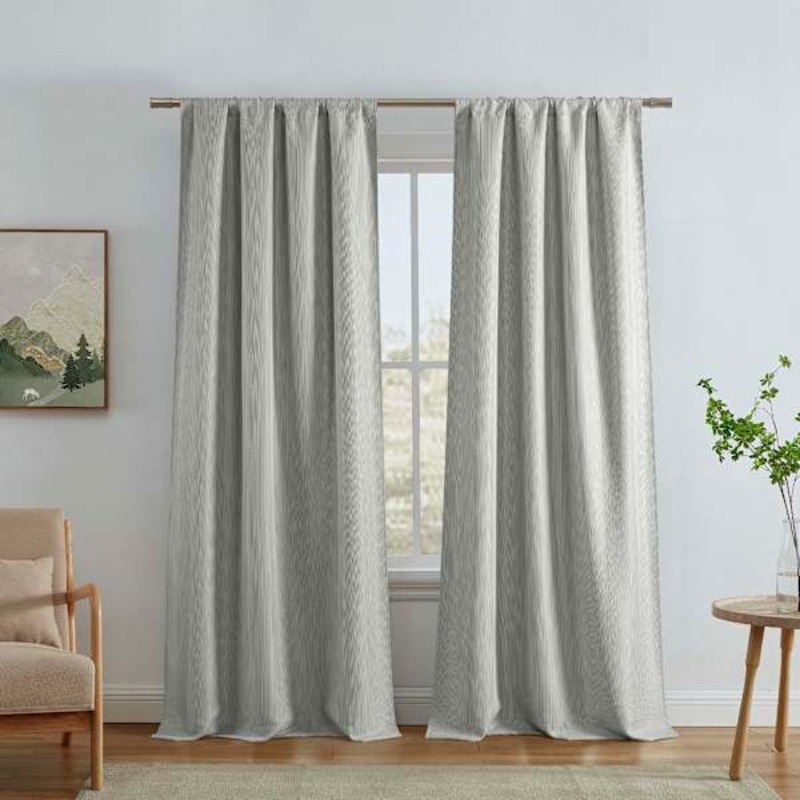Eastwood Light Grey Thermal Weave Room Darkening Curtain Panel, 84″