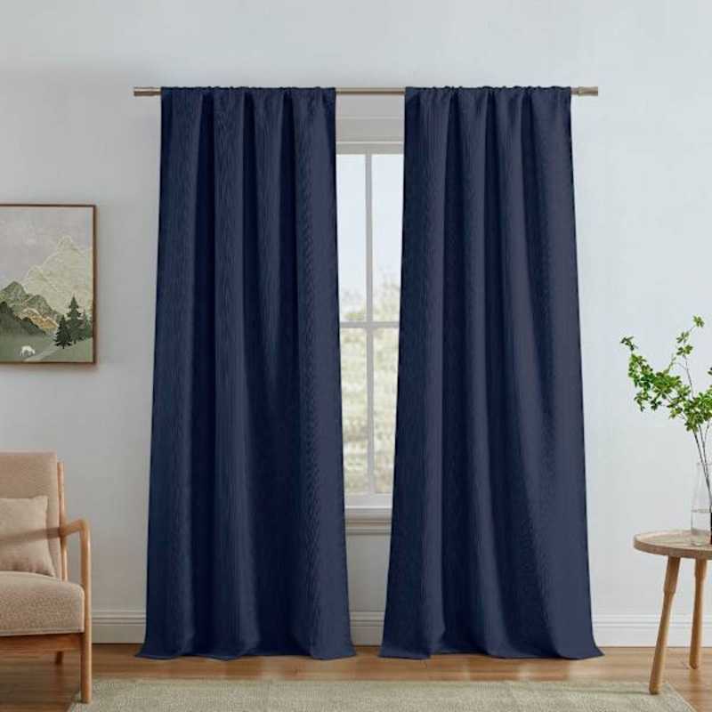 Eastwood Navy Thermal Weave Room Darkening Curtain Panel, 84″