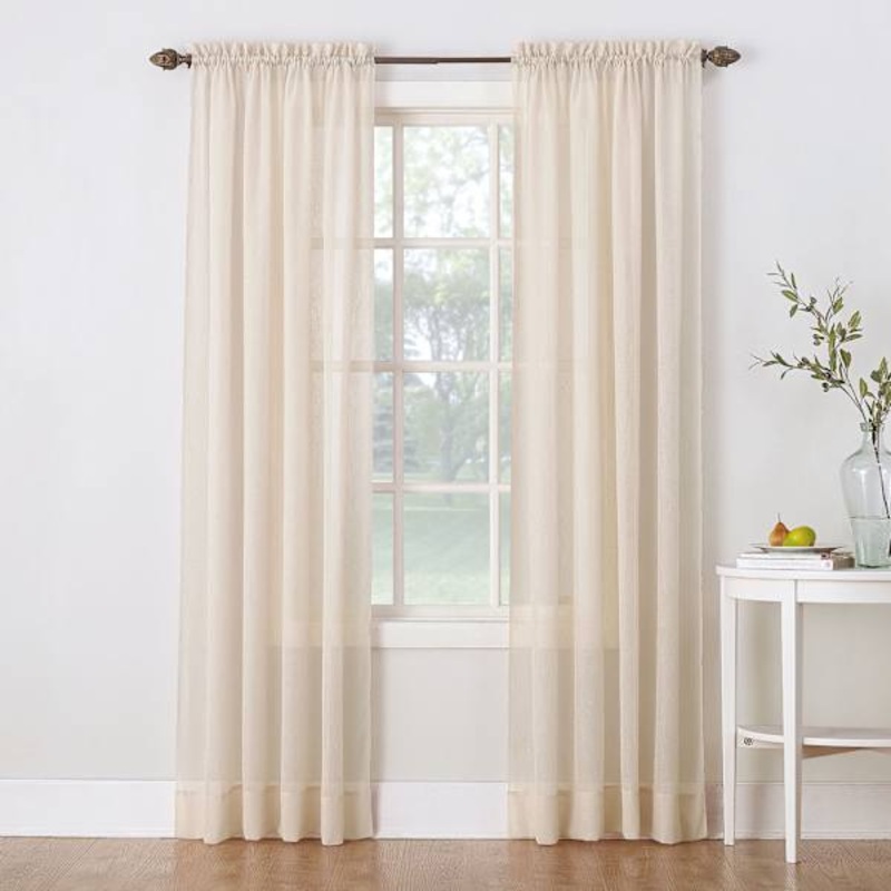 Erica Antique Crushed Rod Pocket Sheer Voile Curtain Panel, 84″