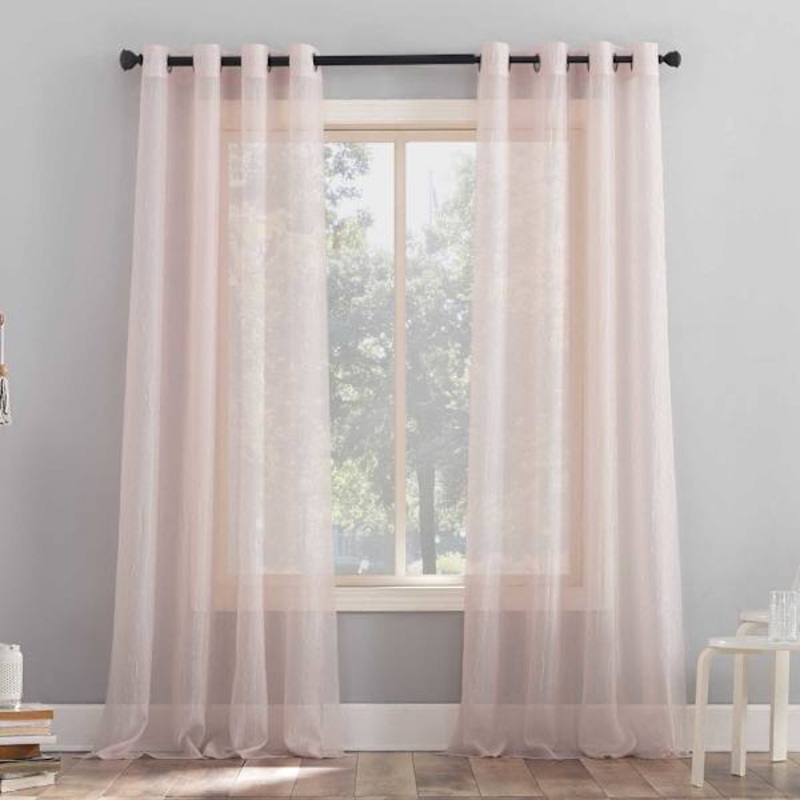 Erica Blush Grommet Sheer Curtain Panel, 84″