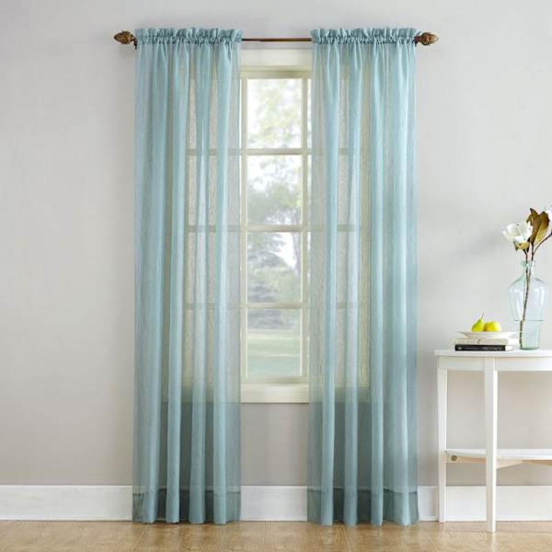 Erica Mineral Crushed Rod Pocket Sheer Voile Curtain Panel, 84″